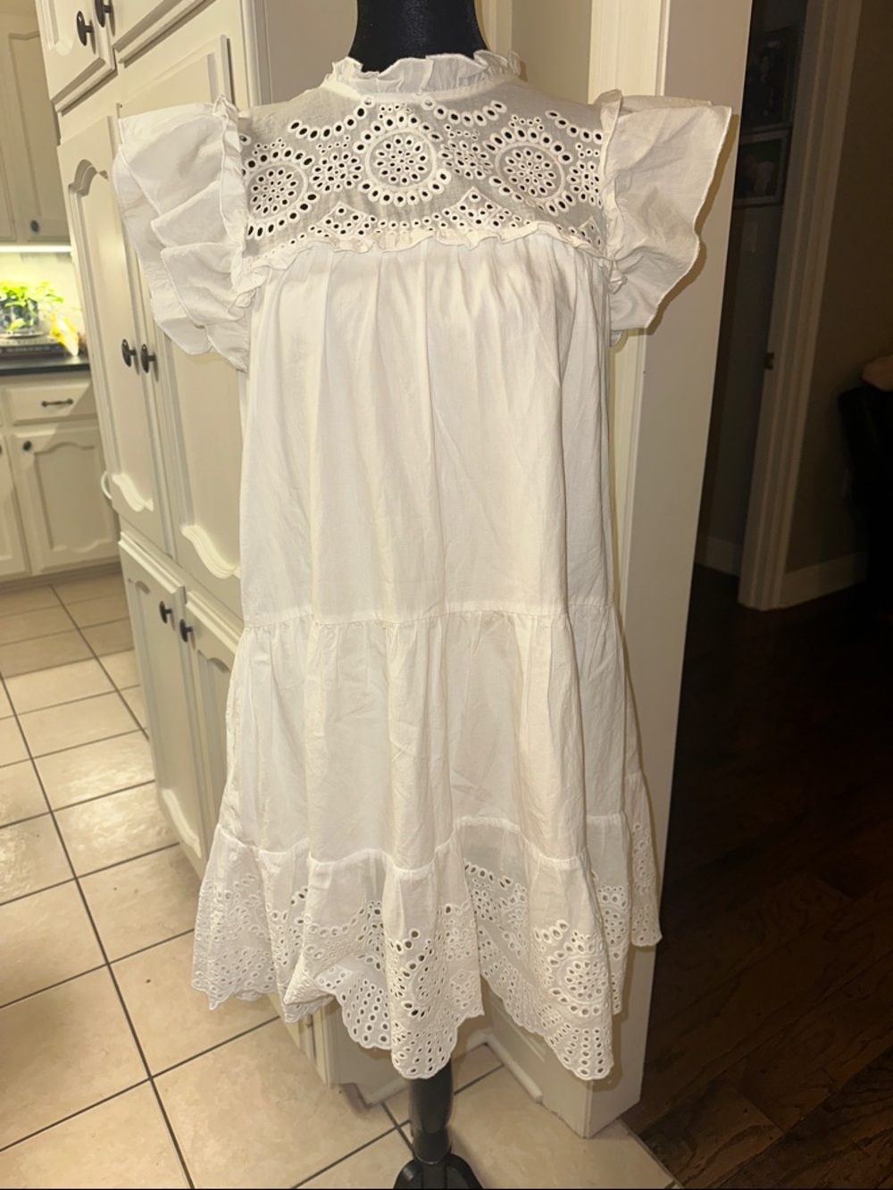 Pinch White Eyelet Ruffle Mini Dress